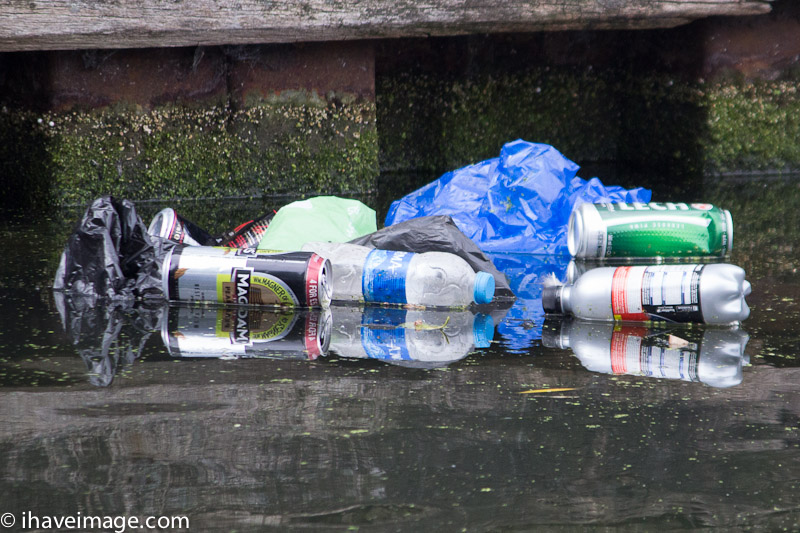 Bottles, Cans and carrier bags in the canal